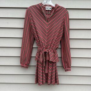 Vintage chevron stripe skirt & top set boho small